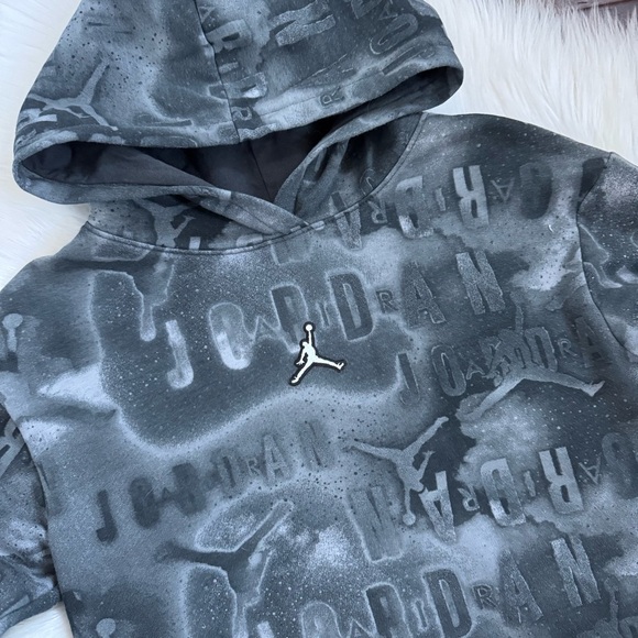 Jordan Big Girls Essentials All Over Print Boxy Pullover Hoodie L - Picture 3 of 8
